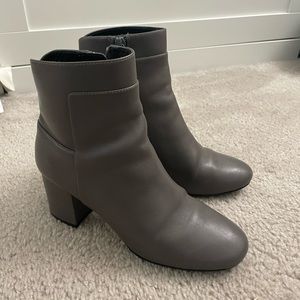 Cole Haan Grey Leather Blocked Heel Booties size 5